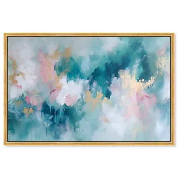 Emerald Sky Canvas Digital Abstract Art by Art Remedy, Gold Frame, 36 x 24