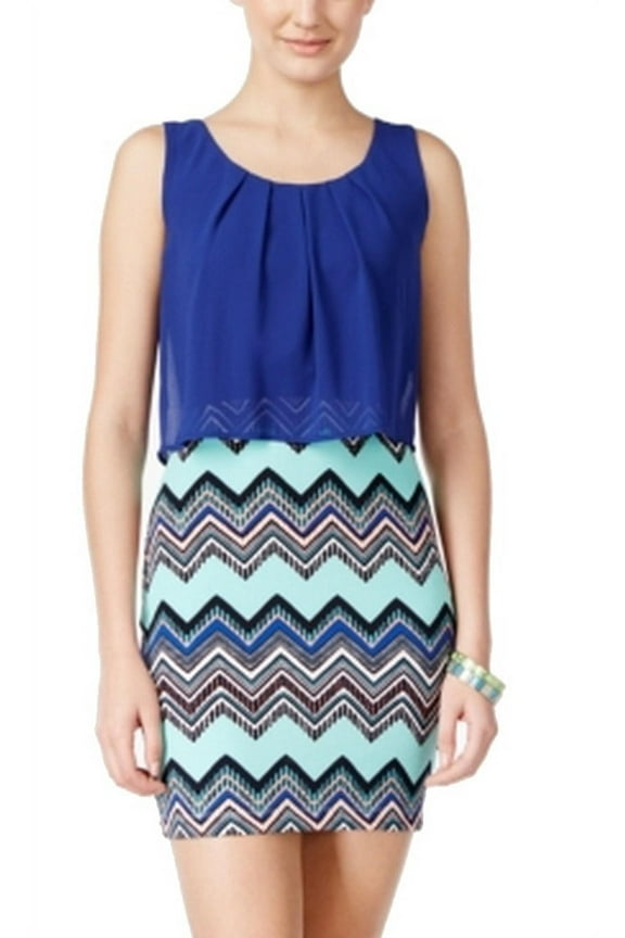 Chevron Women Dress Mint/Multi Size MEDIUM