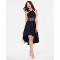 thumbnail image 1 of Emerald Sundae Juniors Double Strap High Low Dress Navy 9, 1 of 1
