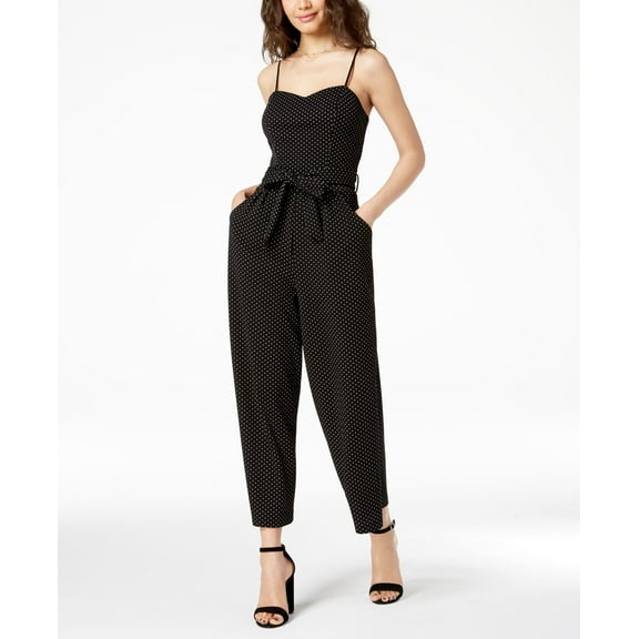 Emerald Sundae Juniors Printed Wide Leg Jumpsuit Black White 2XS