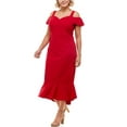 thumbnail image 1 of Emerald Sundae Womens Dress Plus Sheath Cold-Shoulder   Red 20, 1 of 3