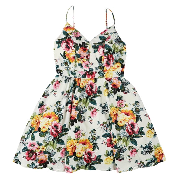 Emerald Sundae Womens Floral Fit & Flare Dress, Multicoloured, Juniors, 7