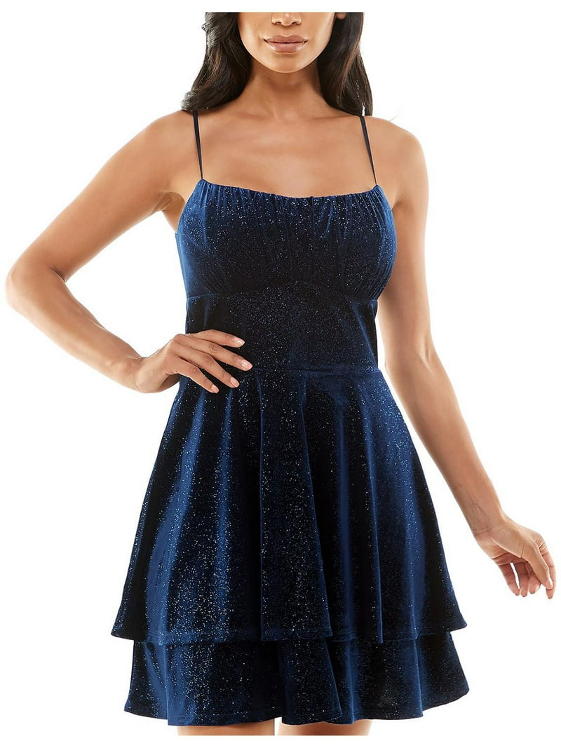 Emerald Sundae Womens Juniors Velvet Mini Cocktail Party Dress Blue Size L  NWT - Walmart.com