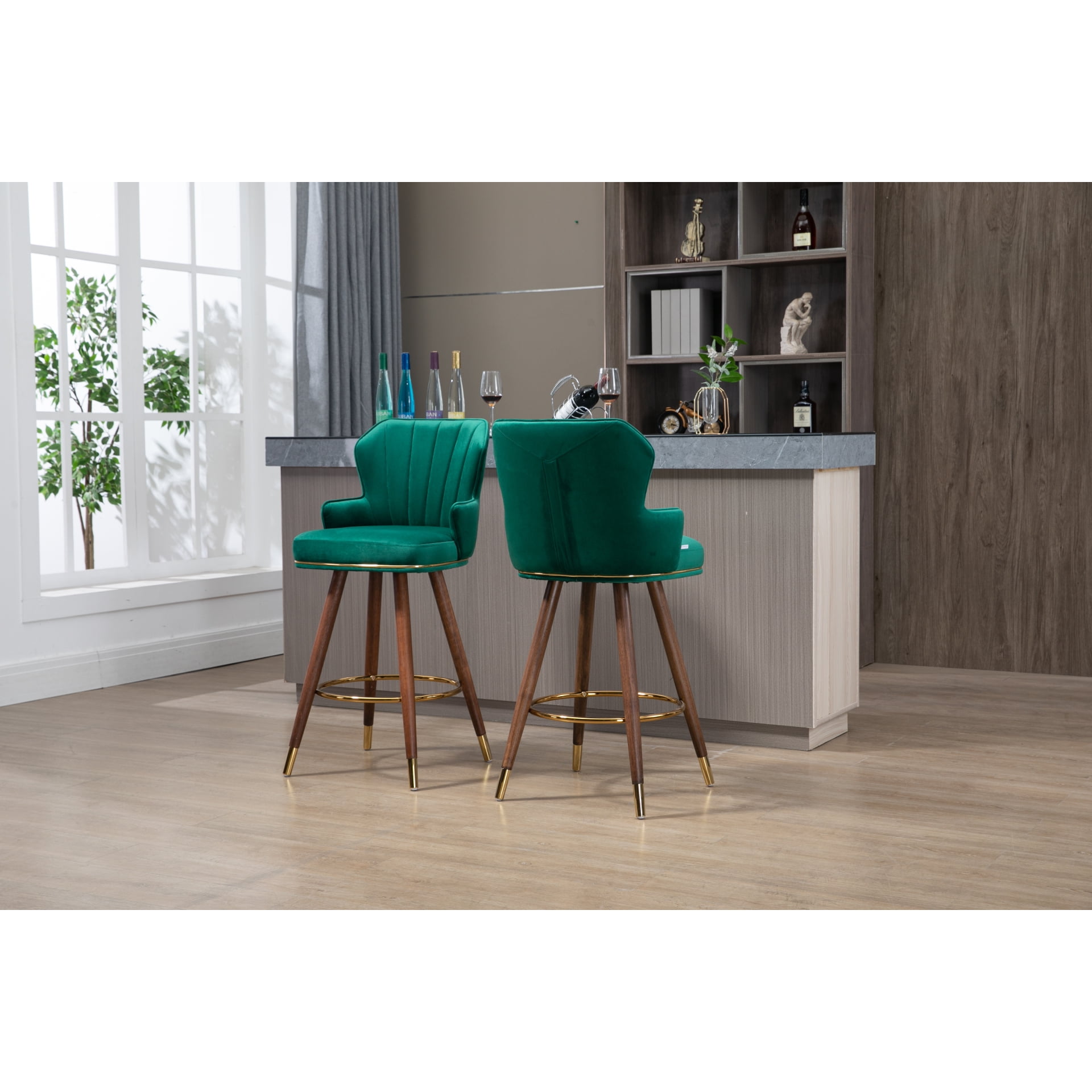 Emerald Swivel Bar Stools with Backrest and Footrest Fixed Height