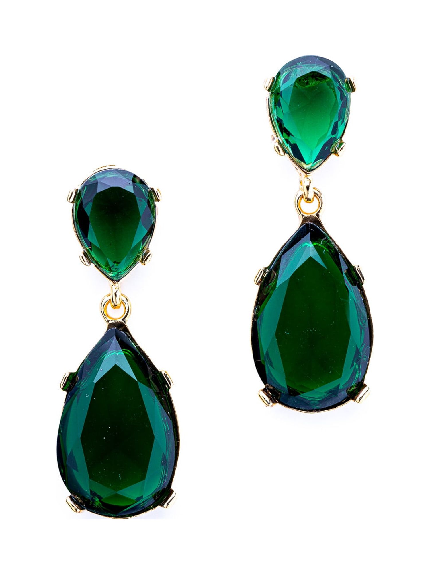 Emerald Teardrop Pierced Earrings - image 1 of 2