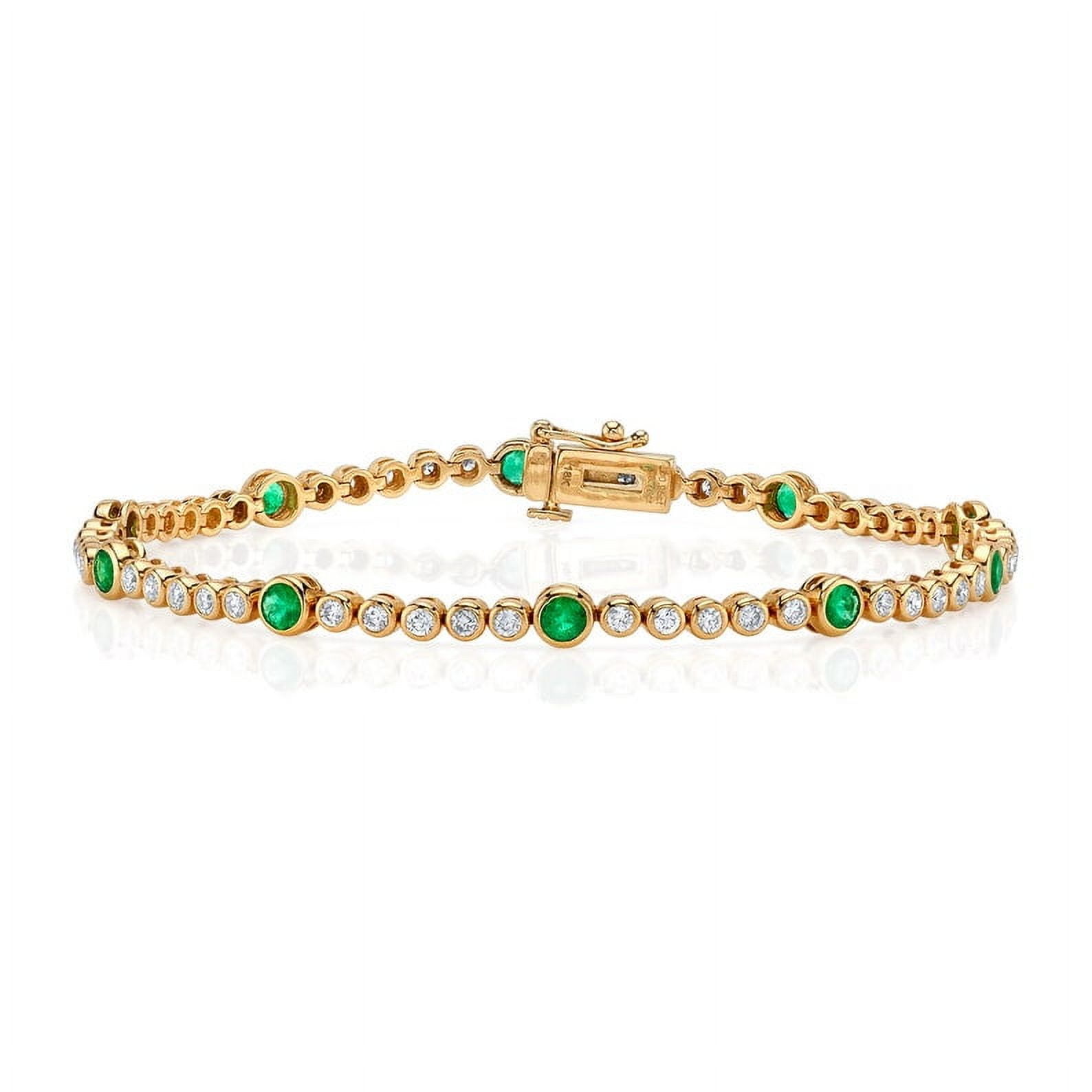 Emerald Tennis Bracelet, Emerald And Diamond Tennis Bracelet, Bezel Set