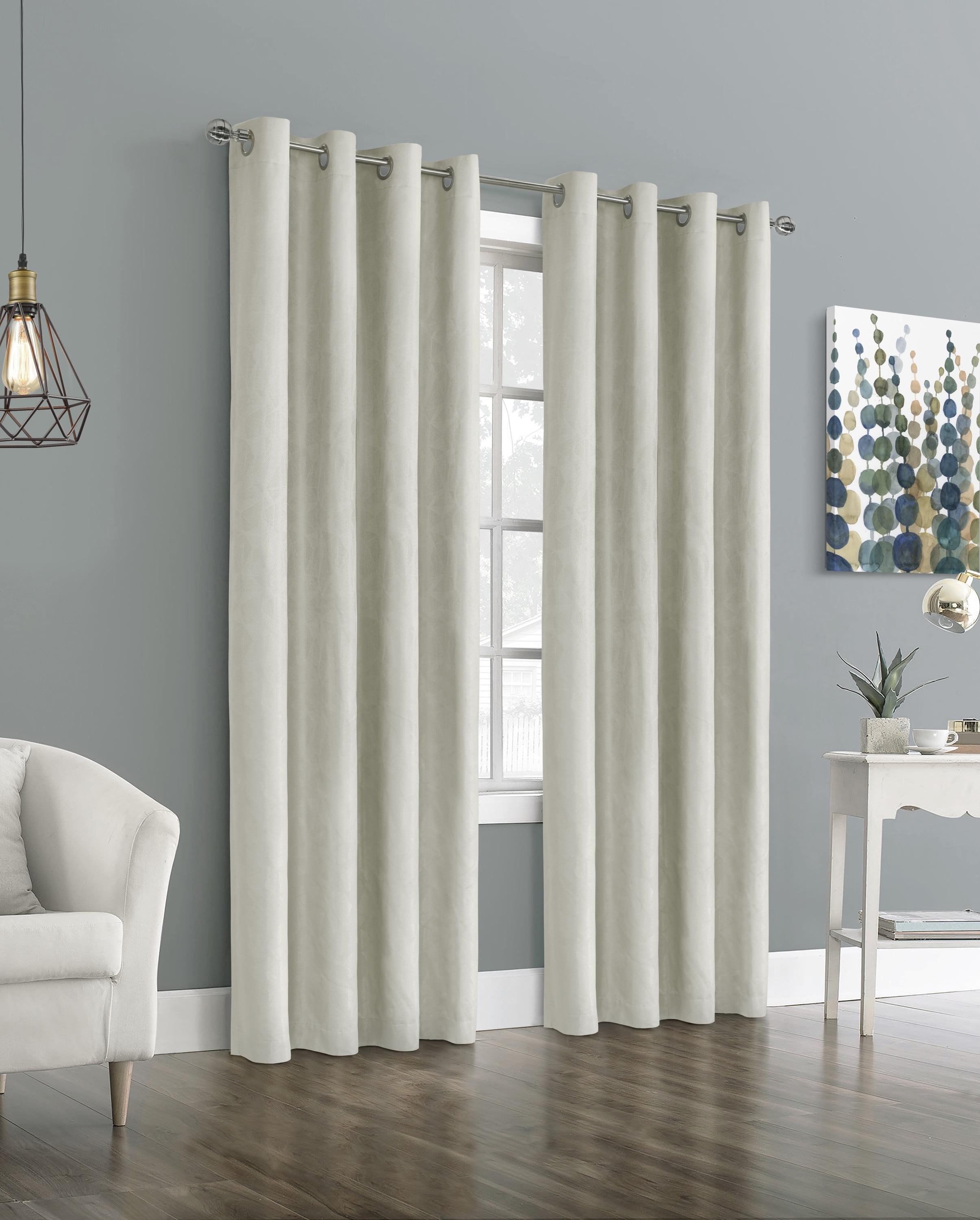 Emerald Total Blackout Jacquard Grommet Curtain Panel 52" x 95" in White