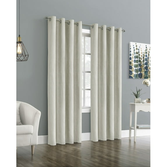 Emerald Total Blackout Jacquard Grommet Curtain Panel 52" x 95" in White