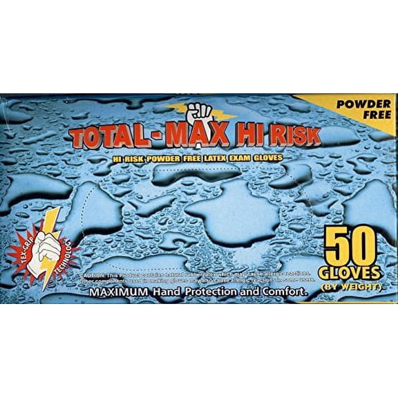 Emerald Total Max High Risk Latex Powder-Free Exam Gloves 15 mil Medium, Case (10 BX/CS)