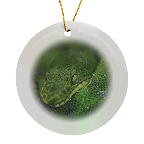 3drose, Emerald Tree Boa, Circle Porcelain Ornament