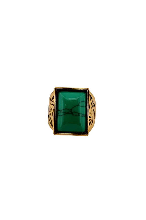 Emerald Turquoise Gold Ring, size 10.5 363