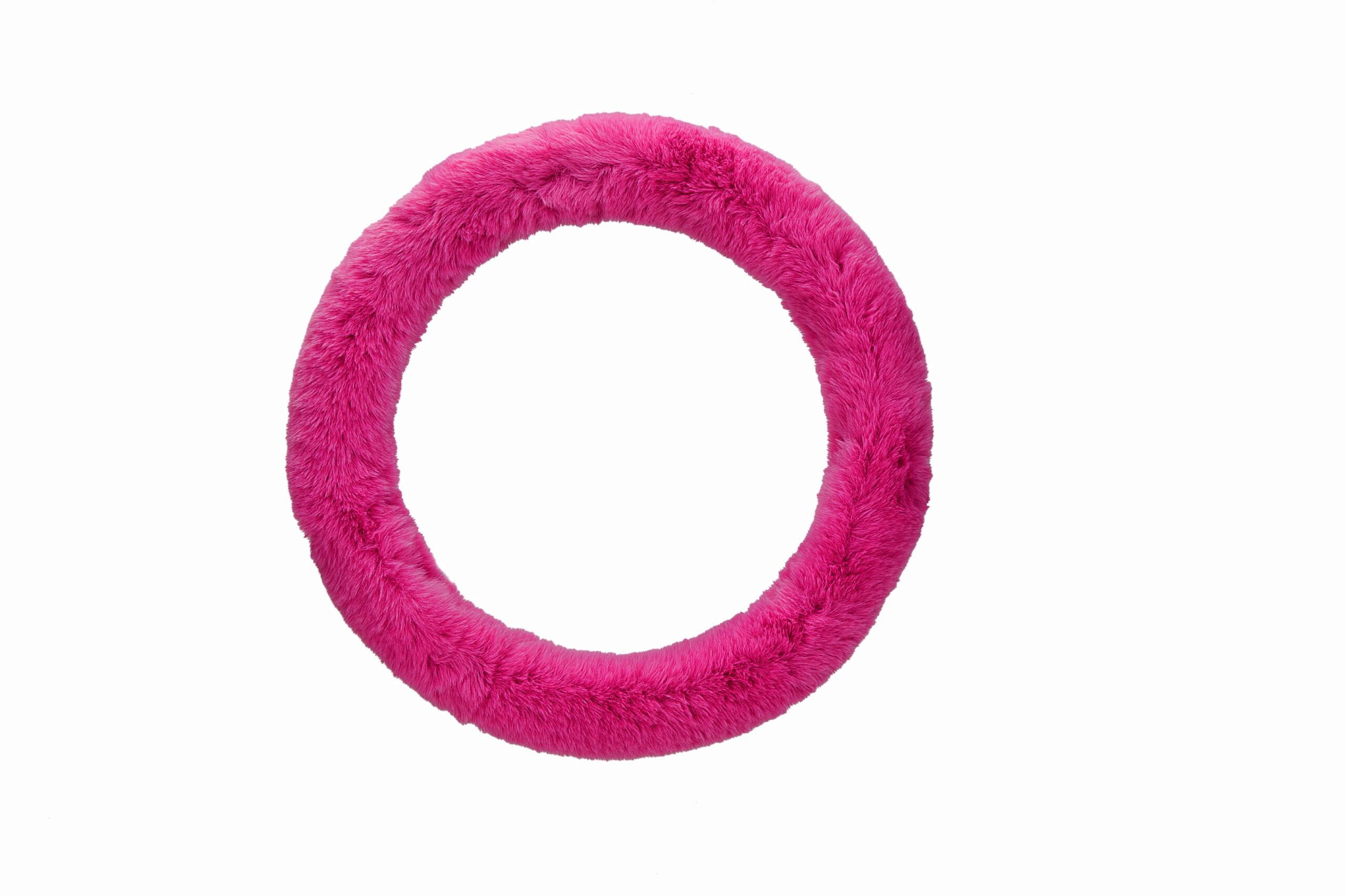 Emerald Universal 14.6"-15.4" Plush Steering Wheel Cover, Soft Faux Fur - Purple