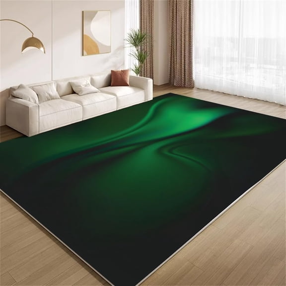 Emerald Waves Area Rugs Abstract Omber Green Rugs Ultra Soft Non Slip Washable Low Pile Carpet for Gameroom Bedroom Living Room Playroom Home Decor 5ftx8ft