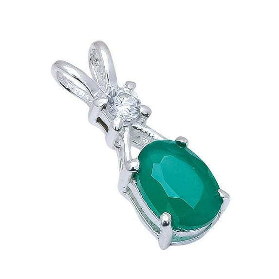 Emerald, White Topaz Natural Gemstone 925 Sterling Silver PendantCP-18-4