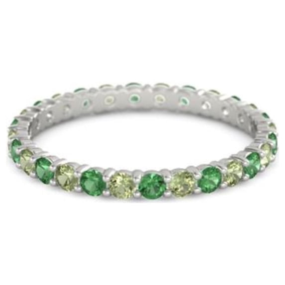 Emerald With Peridot Round 2.50 MM Eternity 925 Sterling Silver Women Wedding Ring Jewelry Size US- 4