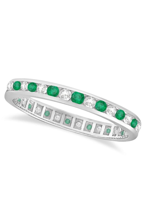 Emerald and Diamond Channel Set Eternity Band Ring (1.04ct)