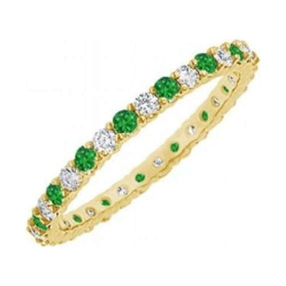 Emerald and Diamond Eternity Bangle 18K Yellow Gold 6.00 CT TGW