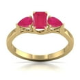 thumbnail image 1 of Emerald and Pear Cut Natural Ruby Gemstone Ring in 14K Yellow Gold (Size: 8), 1 of 6