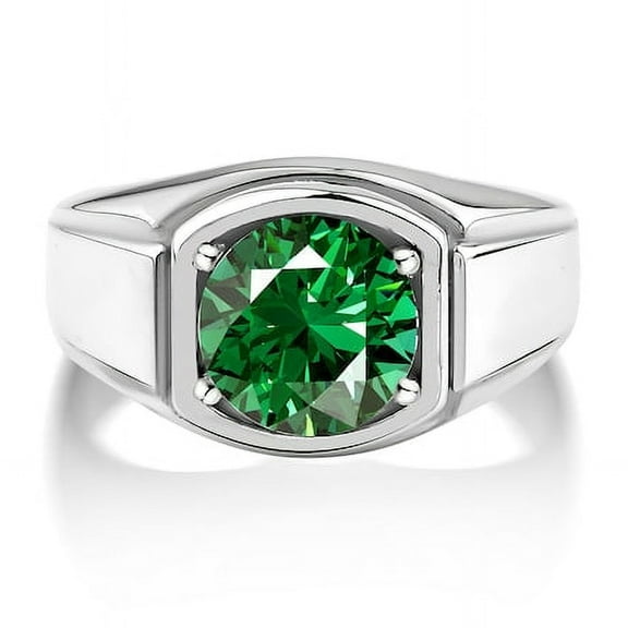 Emerald signet wedding ring for men in silver, promise emerald stone 925 silver ring for men, Male promise ring, Handmade green emerald ring