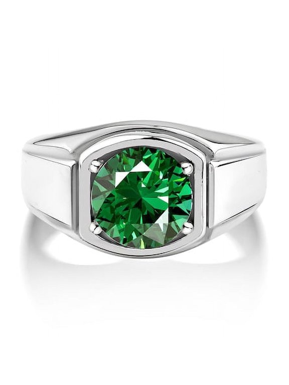 Solitaire Oval Green Emerald Gemstone Wedding Rings 4.5 ct. 925 Sterling, Sterling Silver Band