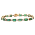 thumbnail image 1 of Emerald with CZ diamond bezel set tennis Bracelet,14K Gold plated Emerald Bracelet Emerald Bracelet, Emerald Bracelet gift for her, 1 of 4