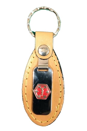 Medical Alert Emergency ID Leather Tab Keychain - "Asthmatic"