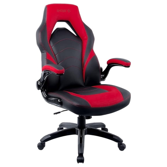Emerge Bonded Leather Ergonomic Gaming Chair, Black and Red