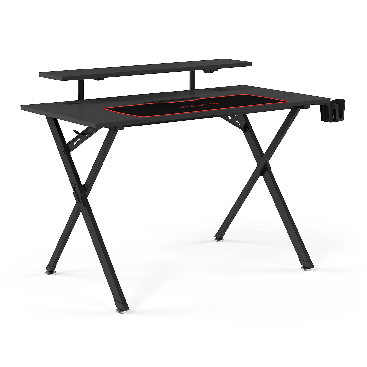 Vizon Black Gaming Desk with LED Lighting and Storage Features