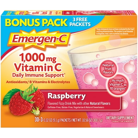 Emergen-C® 1,000mg Vitamin C Raspberry Dietary Supplement Drink Mix, 33 Packets