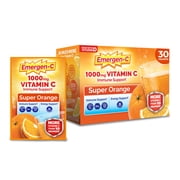 Emergen-C 1000 Mg Vitamin C Powder for Immune Support, Super Orange Flavor - 30 Count
