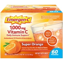 Emergen-C 1000Mg Vitamin C Powder for Immune Support Super Orange - 60 Ct