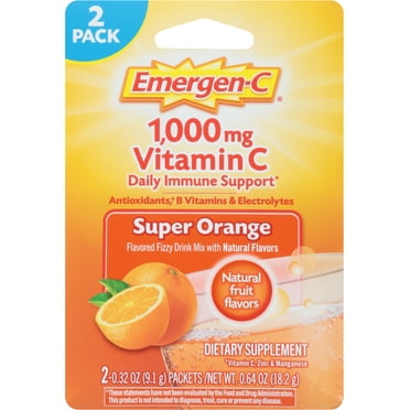Emergen-C 1000mg Vitamin C Powder for Immune Support Super Orange - 2 Ct