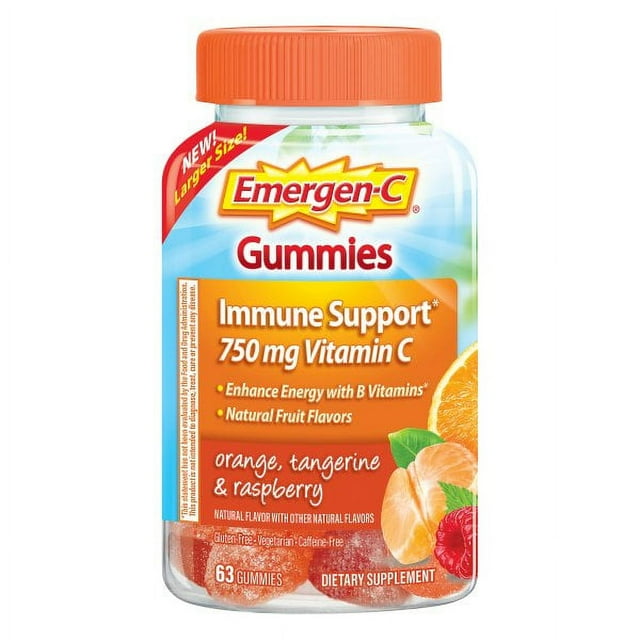 Emergen-C 750mg Vitamin C Gummies, Immune Support, B Vitamins, Gluten ...