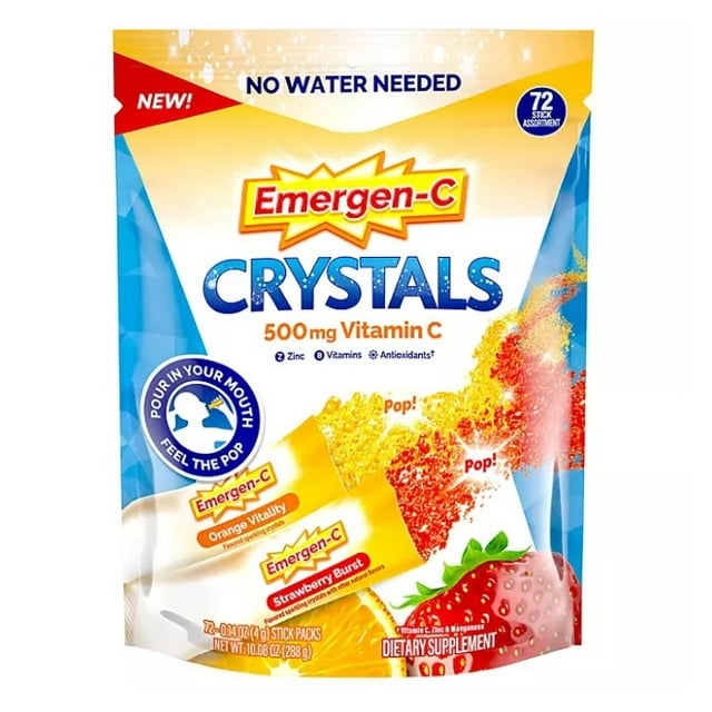 EmergenC Crystals OnTheGo 500 mg Vitamin C Immune Support, Orange