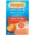 thumbnail image 1 of Emergen-C Immune+ 1000mg Vitamin C Powder, with Vitamin D, Zinc, Antioxidants and Electrolytes for Immunity, Immune Support Dietary Supplement, Super Orange Flavor - 10 Count, 1 of 7