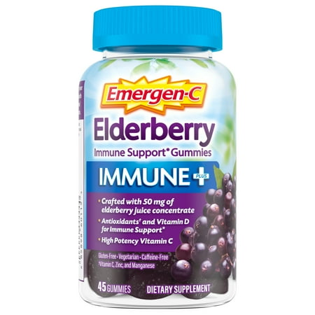 Emergen-C Immune+ Gummies Vitamin C Multivitamin Supplement for Immune Support, Elderberry, 45 Ct