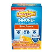 Emergen-C Immune+ Triple Action Immune Support Powder, Betavia (R), 1000Mg Vitamin C, B
Vitamins, Vitamin D and Antioxidants, Super Orange – 10 Count