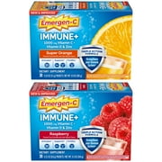 Emergen-C Immune+ Vitamin C Immune Support Powder, Raspberry and Super Orange, Set of 2