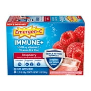 Emergen-C Immune+ Vitamin C Supplement Powder for Immune Support, Raspberry, 30 Ct, for Adults