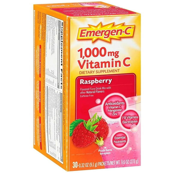 Emergen-C Raspberry Fizzy Drink Mix, 30 Pack