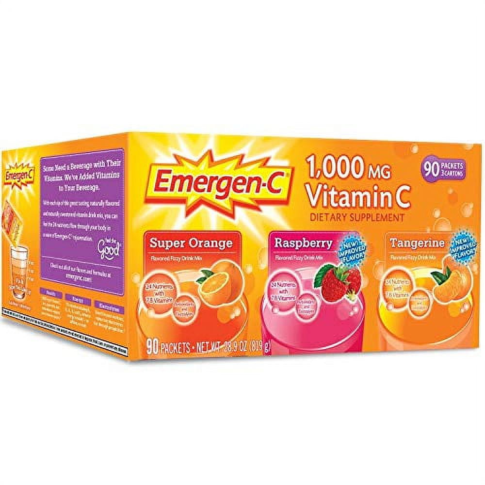 Emergency Powder Emergen-C 1000 mg Vitamin C Drink Mix, Immune Support, Super Orange ...