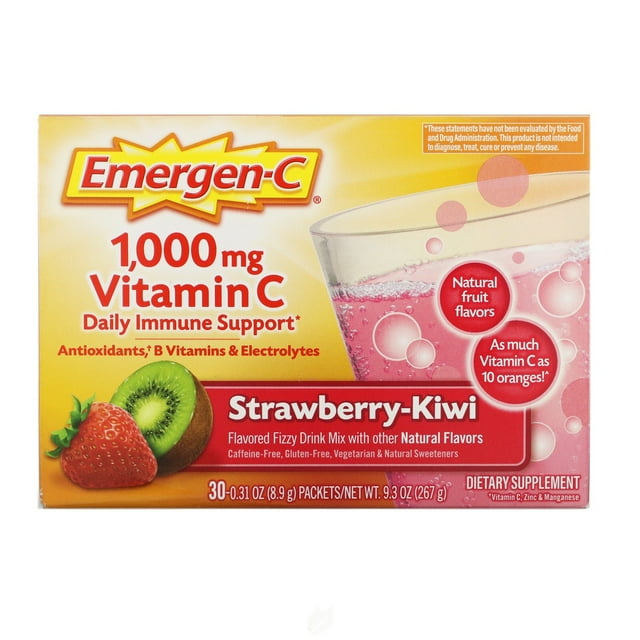 EmergenC, Vitamin C, Flavored Fizzy Drink Mix, StrawberryKiwi, 1,000