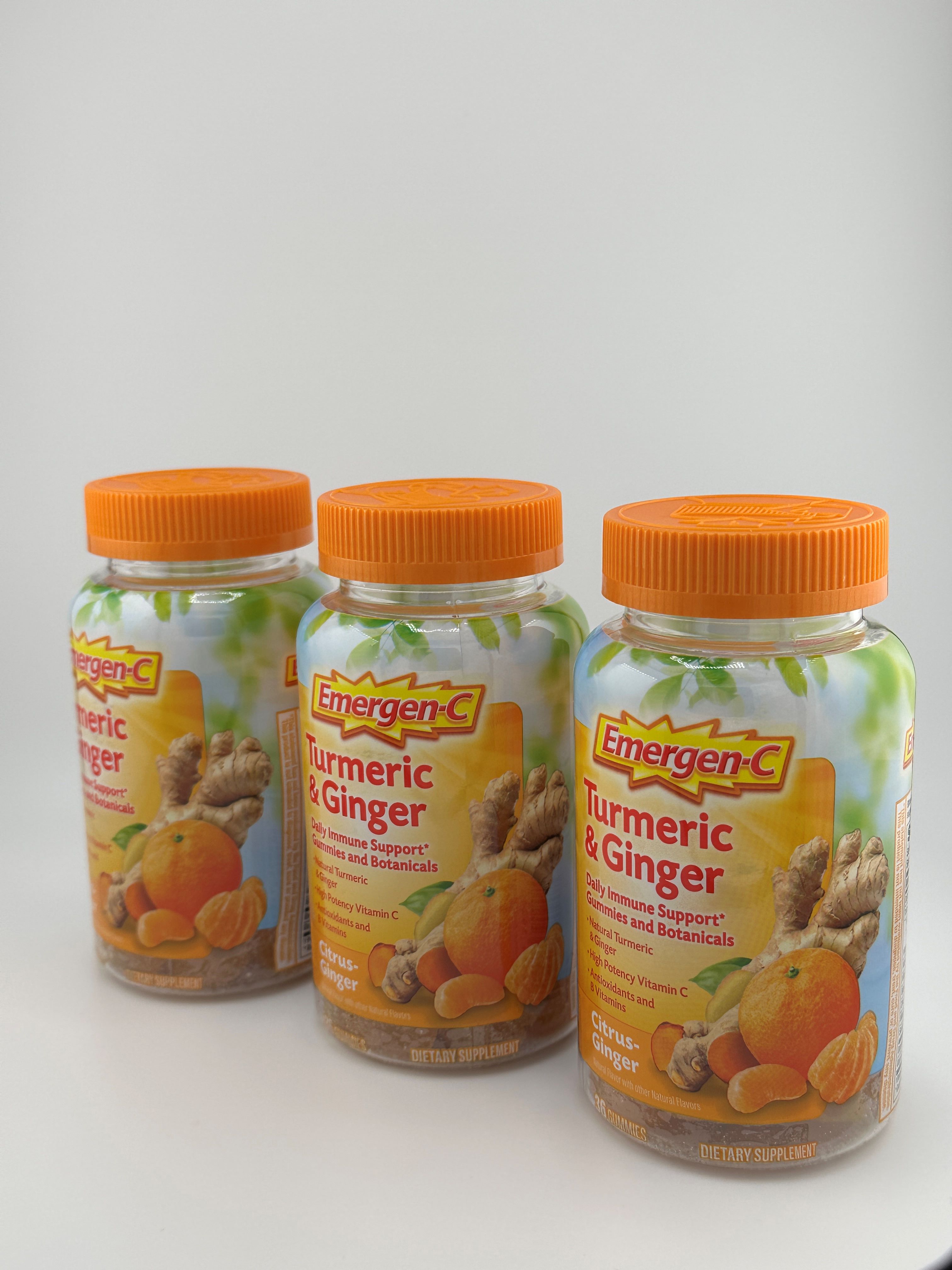 EmergenC Vitamin C Gummies, Turmeric, Ginger, 36 Ct per Pack 3 pack