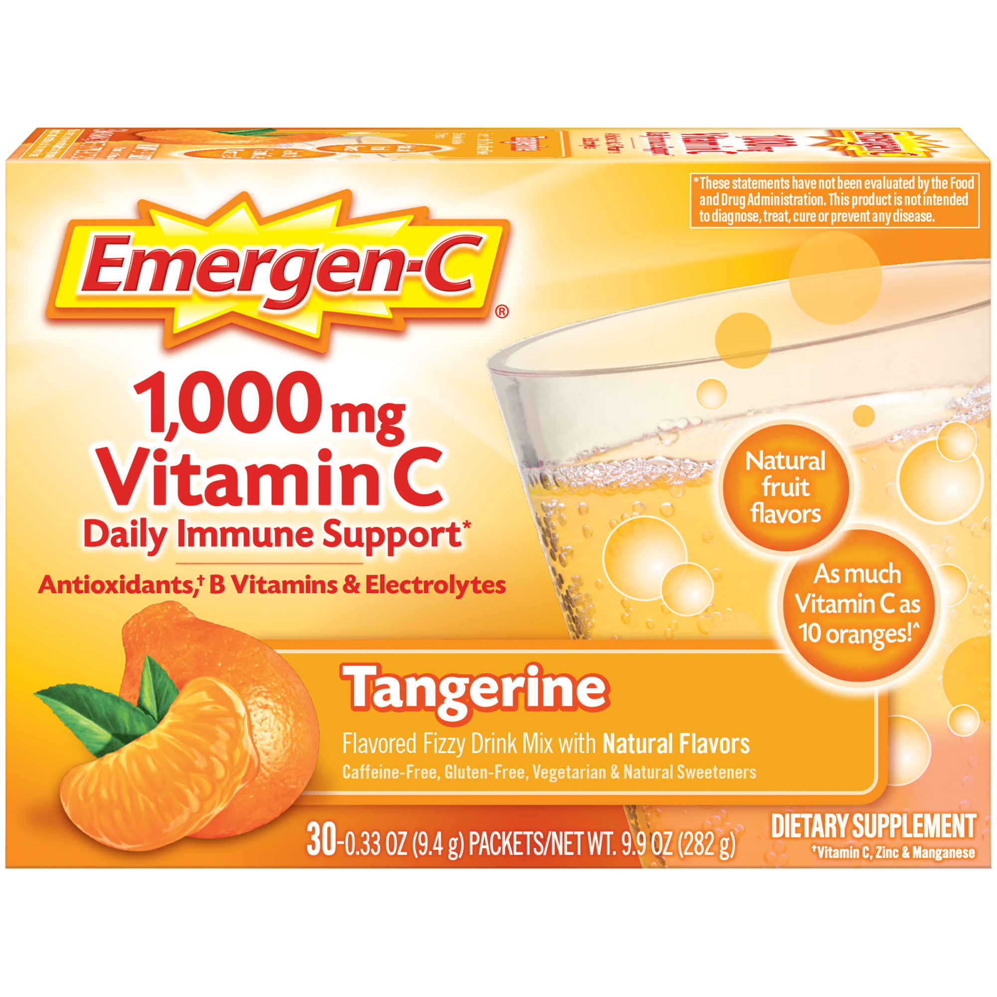 Emergen-C Vitamin C Supplement Powder for Immune Support, Tangerine, 30 Ct - image 1 of 12