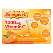 Emergen-C 1000mg Vitamin C Powder for Daily Immune Support with Zinc and Manganese, Tangerine, 30 Count