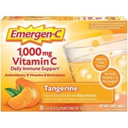Emergen-C 1000mg Vitamin C Powder for Daily Immune Support with Zinc and Manganese, Tangerine, 30 Count