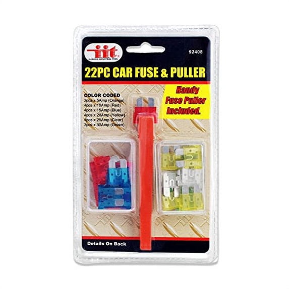 Emergency 22pc Car Fuse Replacement Kit - Free Fuse Puller Included