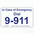 thumbnail image 1 of Emergency 9-911 Phone Stickers, 20 Laminated Stickers on White Gloss with Blue Ink. Permanent and Self-adhesive labels. Label Size: 2"(w) x 1 1/4"(h), 1 of 1