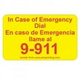 thumbnail image 1 of Emergency 9-911 Phone Stickers, 80 Laminated Stickers on Yellow Gloss with Red Ink. Preprinted popular label in both English & Spanish Permanent & Self-adhesive labels. Label Size: 2"(w) x 1 1/4"(h), 1 of 3