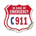 thumbnail image 1 of Emergency 911 Phone Shield Sign In Case Of Emergency Call 911 (2 Pack) 18 inch X 18 inch Shield Shaped Heavy Duty 3.2 mil Vinyl Decals Weather Resistant, UV Protected for Workplace Made, 1 of 6